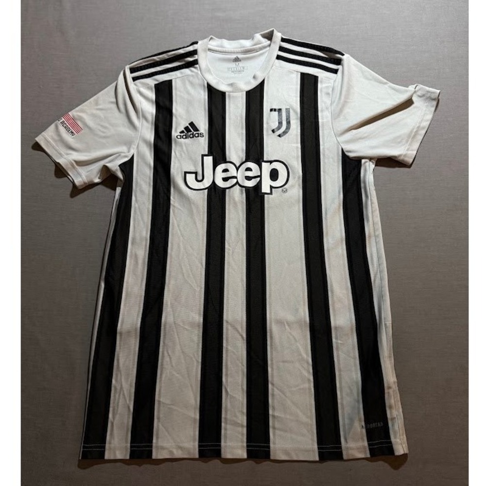 Adidas Juventus Academy‎ Soccer Jersey Men's M Black White Stripes Short Sleeve.